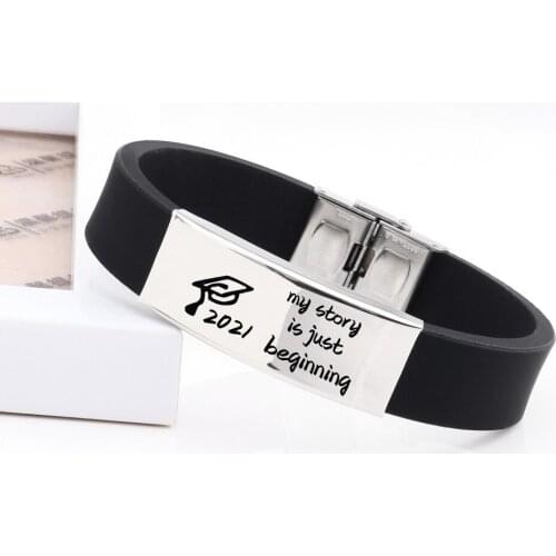 Buckle Black Various Fashionable Stainless Steel 2021 My Story Is Just Beginning Silicone Bracelet Accessories for Women