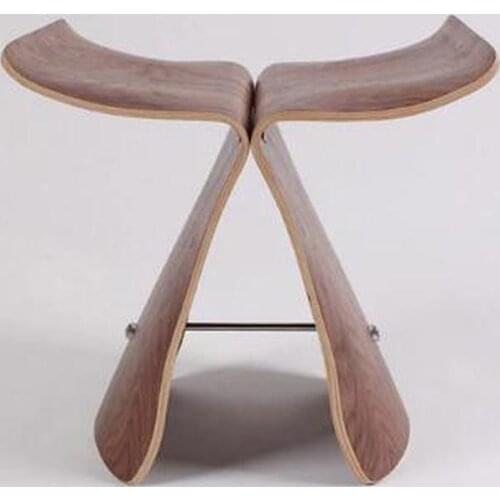 Nasida Northern Europe Wooden ottoman Shoes stool Sori Yanagi Style Butterfly Stool Originality household Multi Color Low stool