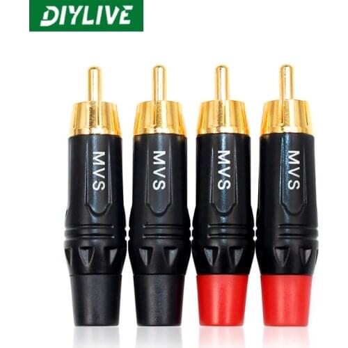 DIYLIVE 8PCS RCA Lotus Plug Audio Plug Audio Signal Cable Terminals Pure Copper Gold Plug Audio Signal Cable Terminal
