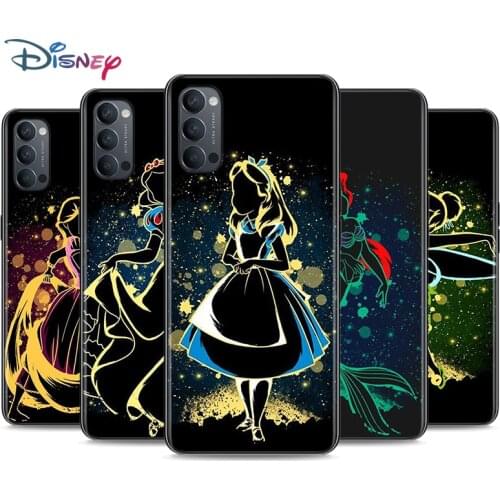 Elsa Ariel Princess Soft Black Silicone Cover For OPPO Reno 5 Pro+ 3 4 Lite F SE Z Pro 4G 5G Phone Case Shell