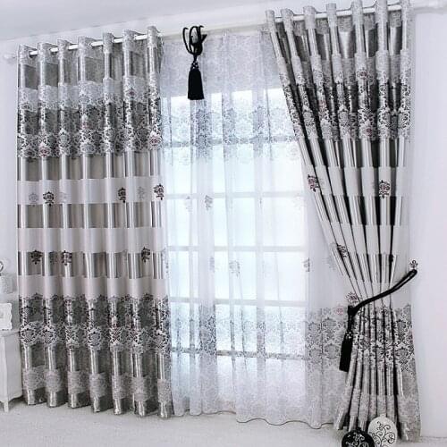European Curtains For Living Room Bedroom Silver Windows Treatment Blackout Curtains Tulle Custom