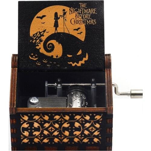 HOT Wooden Hand Crank Halloween Queen Jurassic Park Music Box Childrens Holiday Gifts Birthday Gift Christmas Gifts New