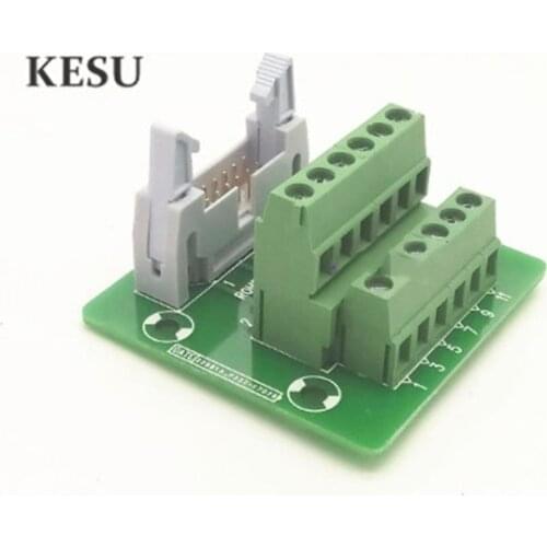 IDC12Pin 2.45mm IDC-12 Pin Male Connector to 12-Pin Terminal Block Breakout Board Adapter PLC Relay Terminals DIN Rail & bracket