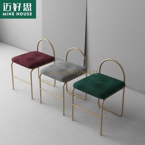Ins style simple dressing stool shoe changing stool light luxury makeup stool Nordic cute net red cloakroom dressing table stool