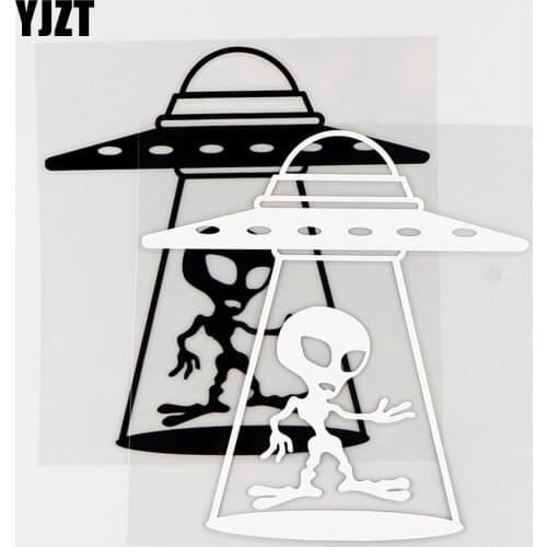 YJZT 13.6×14.5CM Abduction Alien Interesting Car Sticker Vinyl Decal Car Window Decor Black / Silver 10A-0553