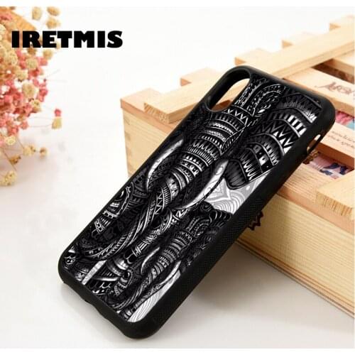 Iretmis 5 5S SE 6 6S Silicon phone case cover for iPhone 7 8 plus X Xs 11 Pro Max XR Elephant african tribal baby animal mandala