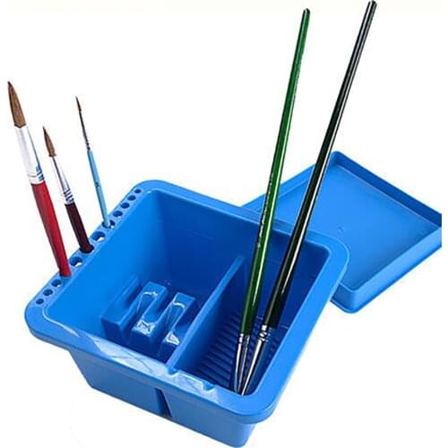 Painting Brush Washing Bucket Watercolor Pen Brush Portable Barrel With Pen Holes Painting Brush Washer for Drawing Art Supplies