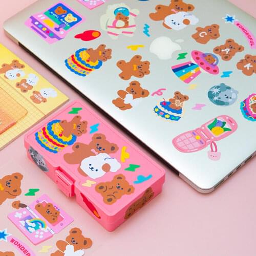 Lovely Cake Bear Stickers Scrapbooking Decorative Sticker Korean DIY Diary Album Stick Label Kawaii Stationery