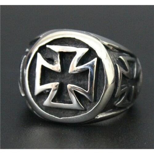 Fashion Cross Ring 316L Stainless Steel Men Boys Soild Biker Ring Cross Jesus Ring