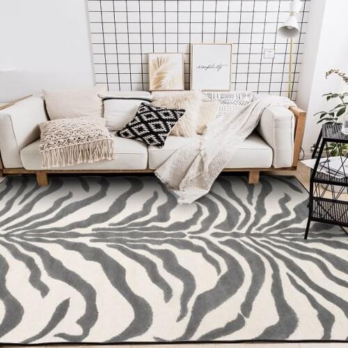 Fashion Modern European and American Gray and White Tiger Skin Pattern Bedroom Living Room Kitchen Floor Mat Carpet
