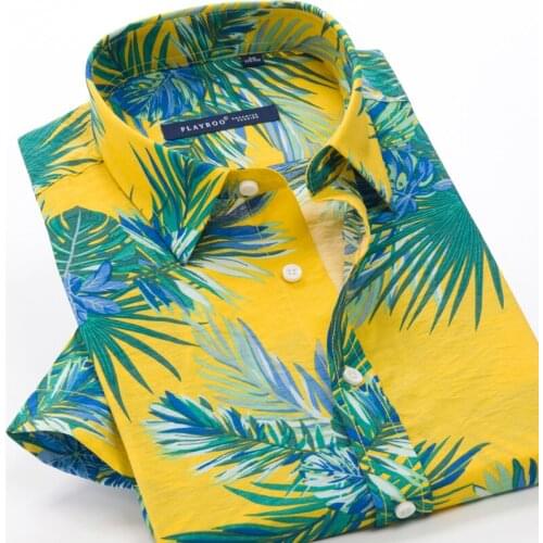 Mens Flower Shirt Hawaiian Tops Casual Button Down Short Sleeve Shirt 2021 Summer New Mens Casual Loose Fat Male Shirts