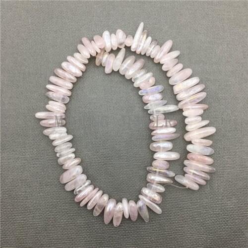 MY0597 Smooth Titanium Rose Glass Stick Beads,Polished Pink Spike Point Chip Top Drilled Necklace Beads (1)