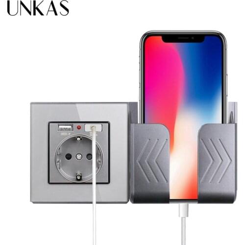 UNKAS Crystal Glass 2A Dual USB Port Wall Charger Adapter Charging Socket With EU Plug Power Outlet