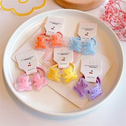 5pair/Lot New Cute Colourful Bear Princess Headwear Kids Elastic Hair Bands Children Hair Ropes Girls Hair Accessories Headdress
