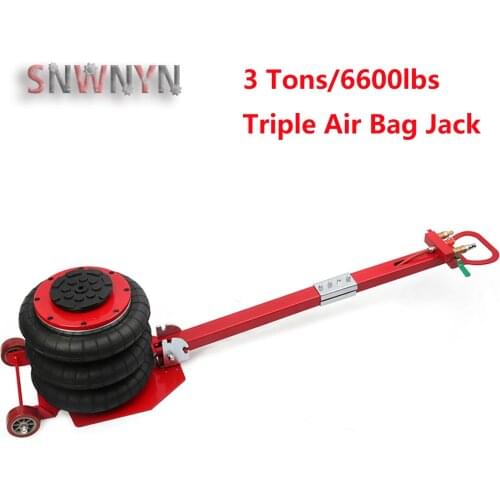 New Arrival 3 Tons/6600lbs Folding Triple Air Bag Jack Pneumatic Car Jack Stand Automotive Lifting Tools Red
