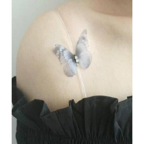 Women New Fashion Accessories Ultra fine Butterfly Transparent Invisible Shoulder Strap Bra Anti Slip Buckle Neck Belt 40CM