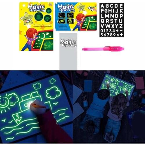 NEW Draw With Light Fun And Developing Toy Drawing Board Kids Fluorescent Painting Boards Magic Draw Educational Drawing Toys