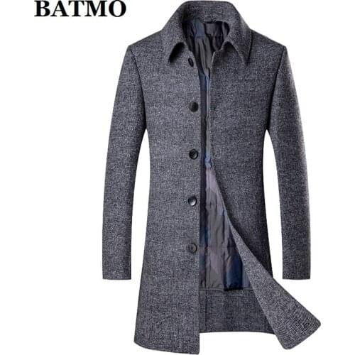 BATMO new arrival winter 90% white duck down liner thicked wool trench coat men,mens wool jackets,mens wool warm coat 2107