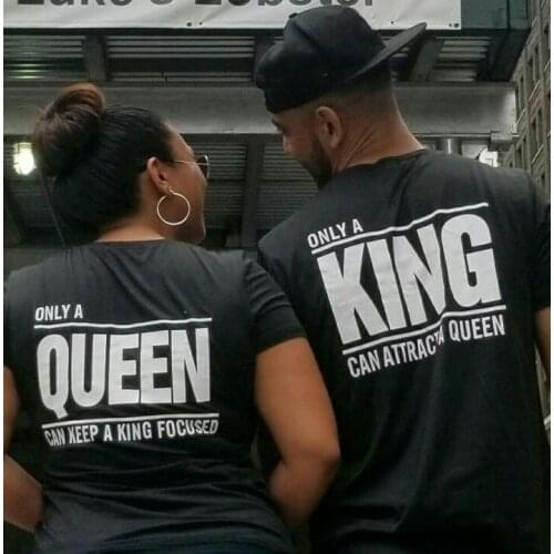 Couples T Shirt Only A Queen King Letter Print Couple Tshirt Summer Fashion Woman T-shirt Casual O-Neck Tops Lovers Tee Shirt