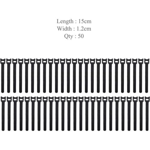 50x 5 Colors Self Adhesive Hook Loop Cable Ties Fastener Strap Cord Organizer 15cm