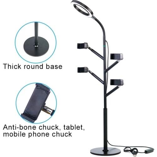 Professional Camera Led Video Light Desk Lamp Multi-Function Selfie Table Lamp With Lots Of Cell Phone Holder