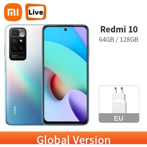 Global Version Xiaomi Redmi 10 64GB / 128GB Cellphone 50MP Quad Rear Camera 90Hz DotDisplay 5000mAh MediaTek Helio G88 Octa Core