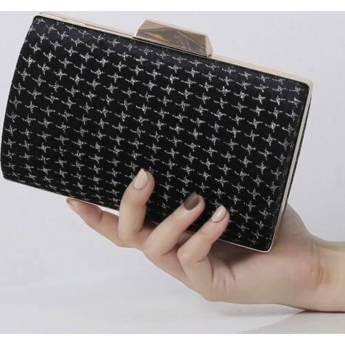 Fashion Women Evening Bags Black Color Metal Chain Small Day Clutch 2021 Female Wedding Dinner Handbags