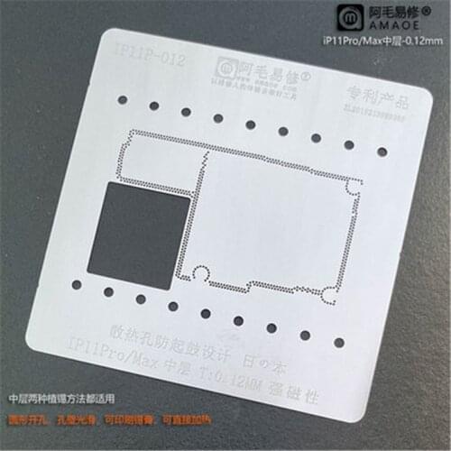 AMAOE IC reballing stencil for motherboard middle layer tin planting repair x xs max xr 11 11Pro Max 12mini 12Pro Max steel mesh
