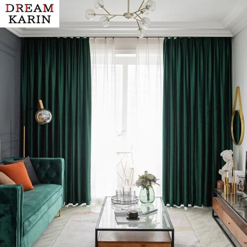 DK Blackout Soft Velvet Curtains for Living Room Bedroom Solid Curtains Door finished Treatment Drapes Blinds Panel