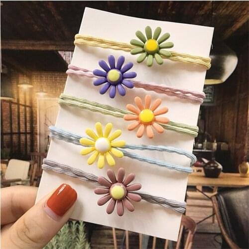 Woman Head rope small flower Daisy hair rope Korean children hair accessories tie hair band hair band cute headwear hairpin