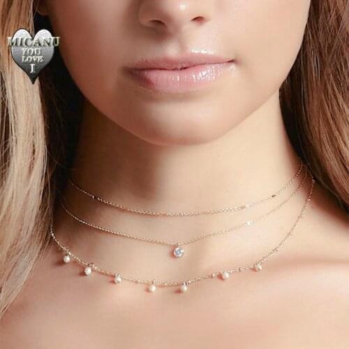 Colier Pearl Crystal Ketting Layered Cute Aesthetic Necklaces for Women Luxury Jewelry Baby Girl Accesorios Ofertas Relampago
