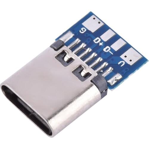 10/5pcs USB 3.1 Type C Connector 14 Pin Female Socket receptacle Through Holes PCB 180 Vertical Shield USB-C