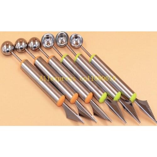 100pcs Free Shipping Ice Cream Dig Ball Scoop Spoon Baller DIY Assorted Cold Dishes Tool Watermelon Melon Fruit Carving Cutter