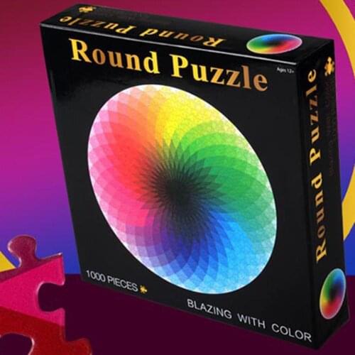 1000 pcs/set Colorful Rainbow Round Geometrical Photo Puzzle Adult Kids DIY Educational Reduce Stress Toy Jigsaw Puzzle Paper