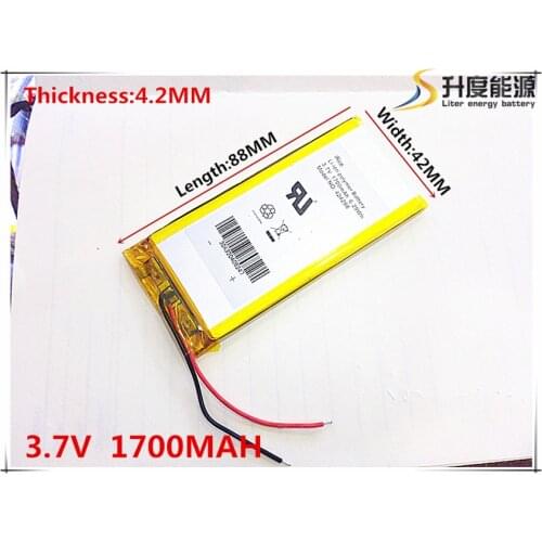 3.7V 1700mAh 424288 Lithium Polymer Li-Po li ion Rechargeable Battery cells For Mp3 MP4 MP5 GPS