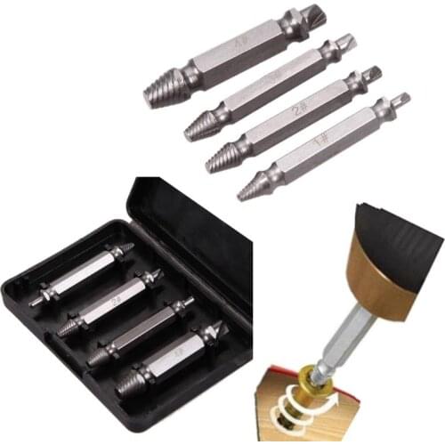 4pcs/set Double Side Damaged Screw Extractor Step Drill Bit Guide Set Double Head Broken Damaged Remover Damaged Screw Extractor