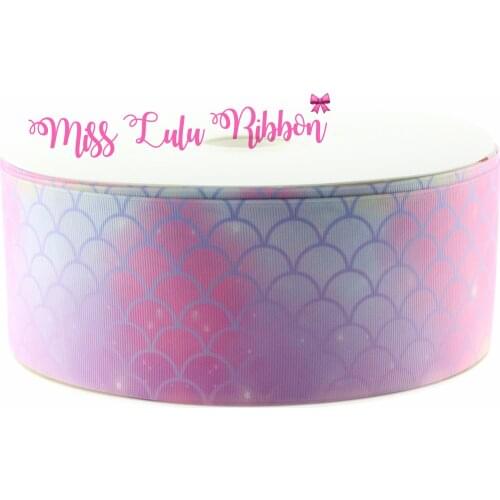 6mm-75mm Scale Rsinbow Printed Grosgrain Ribbon Hair Bow DIY handmade hair accessories for party decorate 50Yards/roll