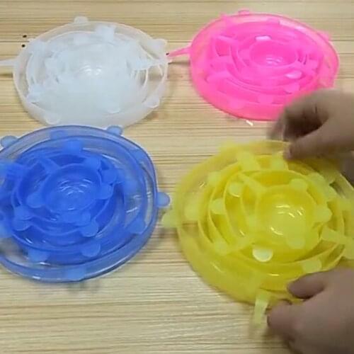 6PCS Stretch Reusable Silicone Bowl Wraps Food Saver Cover Seal Insta Lids Fresh Keeping Wraps 3