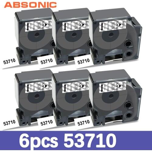 Absonic 6PK 53710 Black on Clear Compatible Dymo D1 24mm Label Tape for DYMO Label Maker LabelManager 450D 500TS Wireless PnP