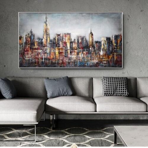 Abstract City Landscape Wall Art Canvas Prints Modern Pop Wall Graffiti Art Paintings Decorative Pictures For Living Room Decor