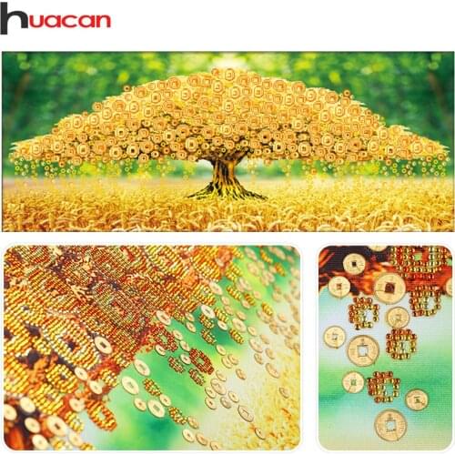 Huacan Special Shaped Diamond Painting Cross Stitch Tree Diamond Embroidery China Cash Cow 5D Diamond Mosaic Home Decoration