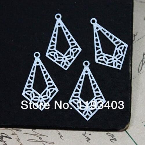 20PCS White Enameled brass Filigree Jewelry Setting Base Connector Finding 23x14mm (FILIG-EW-12)