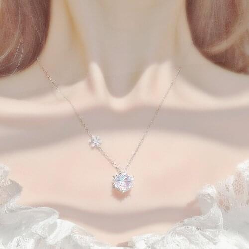 925 Sterling Silver Snowfake Charm Pendant Choker Necklace For Women Girls Statement Wedding Christmas Jewelry dz593