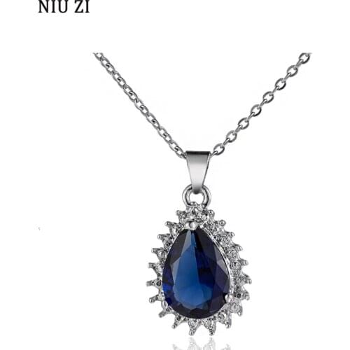K-pop Fashion Womens Chain Necklace Fine Aesthetic Water Drop Shape Crystal Cubic Zirconia Pendant Necklaces Y2k Female Jewelry