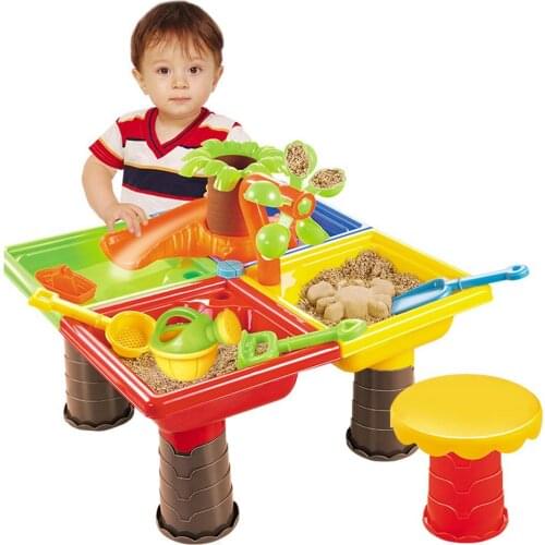 Children Beach Table Sand Play Toys Set Water Sand Dredging Tool Children Outdoor Beach Waterwheel Toys Family Play Set