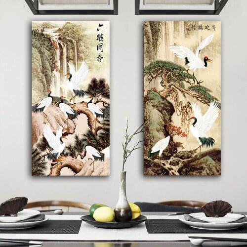 DIY colorings pictures by numbers with Pine crane live painting picture drawing painting by numbers framed Home