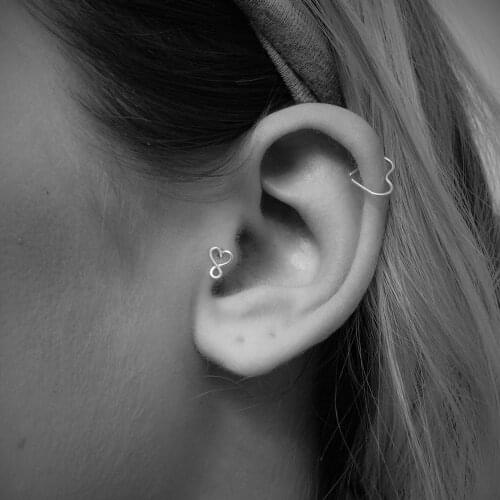 Domino Handmade Infinity Heart Tragus Earring Nose Stud Cartilage Stud Tragus Piercing Cartilage Piercing Minimalist Earring