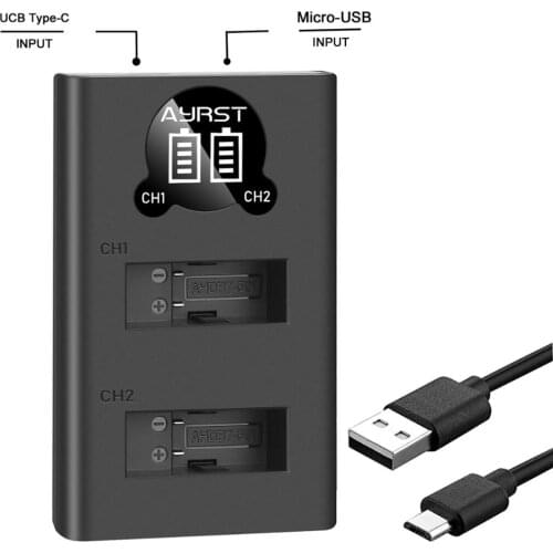 AHDBT-501 For GoPro Hero7 Dual USB Charger with LED Display Work with or Replace for GoPro Hero 7/6/ 5 Battery and Charger