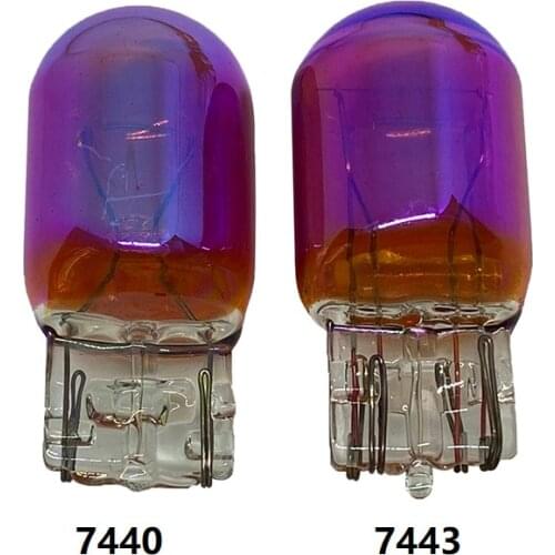 2x T20 7440 7443 WY21W W21/5W Amber Red chrome Glass halogen lamps Brake Bulbs Stop Light Side light Turn Signal auto Lamp 12v
