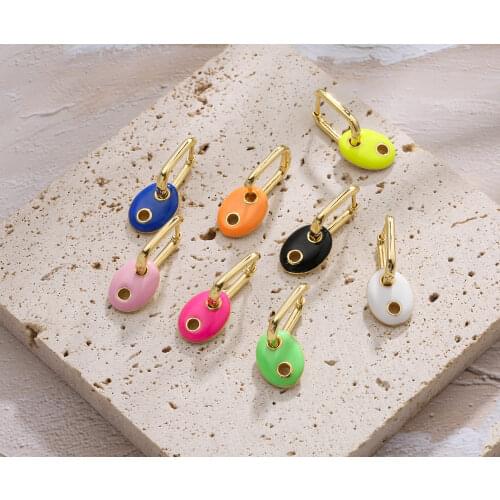 HECHENG,1 pair,Huggie Hoops Colorful Earrings,Enamel Bead Charm Hoop Earrings,For Women and Girls